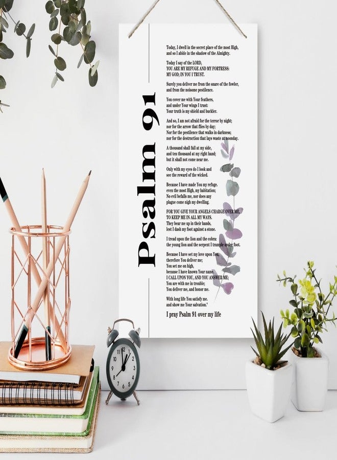 BQL Inspirational Wall Decor, Decorative Hanging Wood Signs, Wall Decor Art, Home Office Wall Decor Gift, Christian Scripture Wall Decor, Religious Hanging Sign, Psalms 91 Wall Art Sign - Image 3